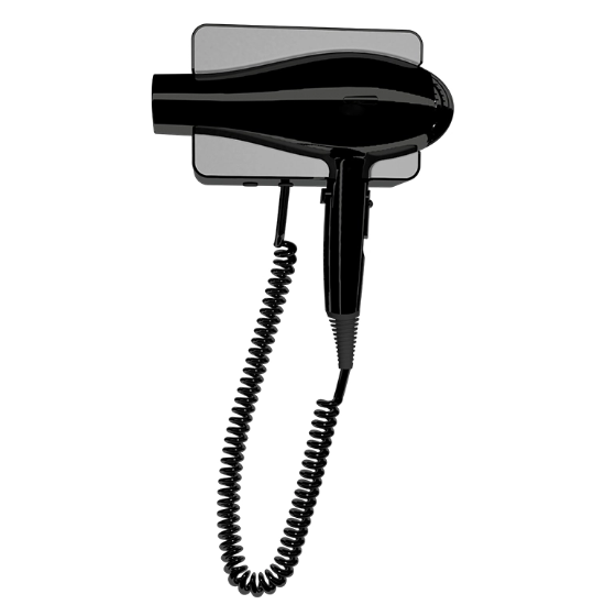Secador de pelo montado en la pared